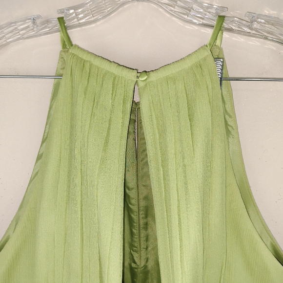 Vintage Maggy London Crepe Silk Overlay High Cut Neckline Midi Dress Sz. 14 - Picture 10 of 12